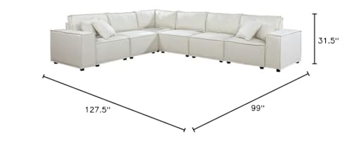 Lilola Home Janelle Modular Sectional Sofa in Beige Linen